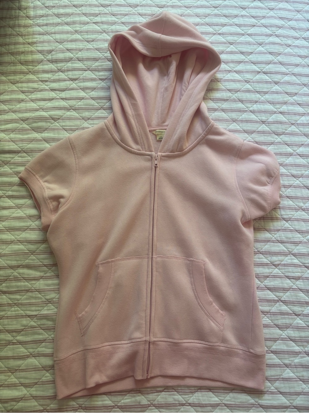 Aeropostale Light Pink Short Sleeve Zip Hoodie